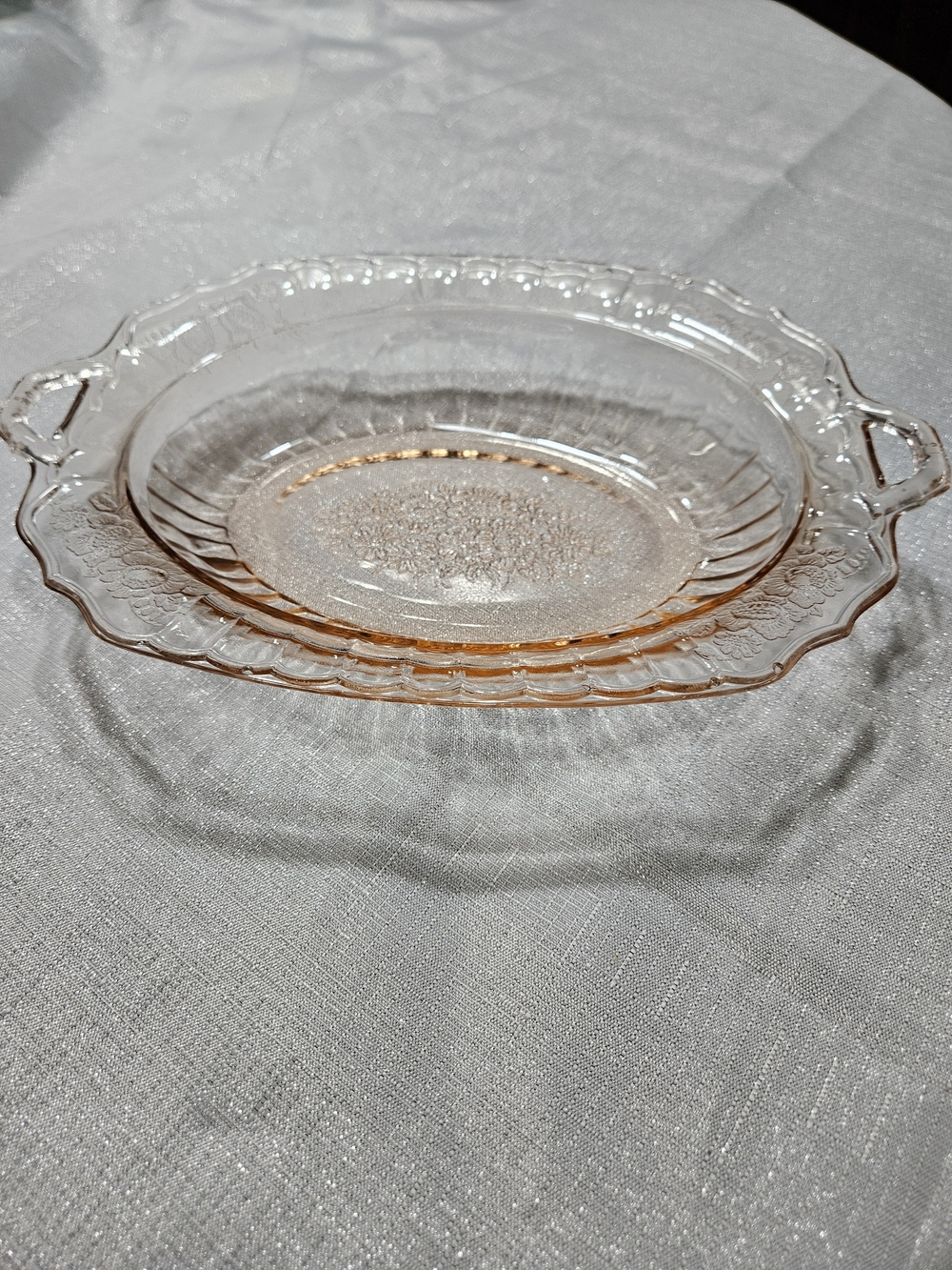 Anchor Hocking Pink Depression Glass Serving Tray with Handles